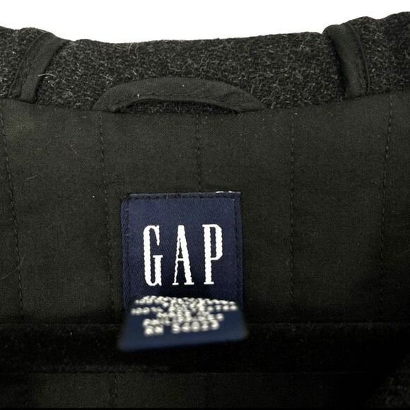 GAP Women’s Coat Size L Charcoal Hooded Recycled Wool Zip-Front Winter Jacket - Picture 4 of 16